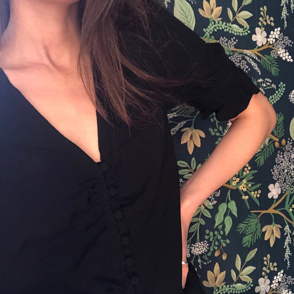 Madewell Ruffled Buttoned Blouse (Black) - Picture 1 of 5